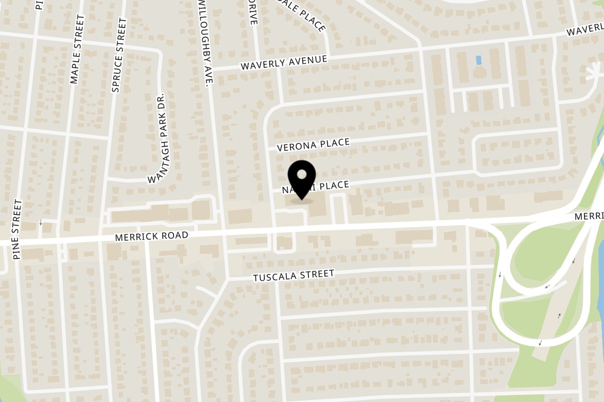 Map showing the location of Frida's Mexican Grill on 3545 Merrick Rd in Seaford
